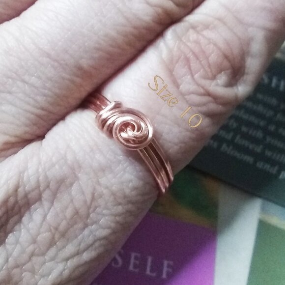 Durable Everyday Wear! Class & Sass ~ Copper Wire Wrapped Ring - Sz 5.5 + 10 - Picture 10 of 12